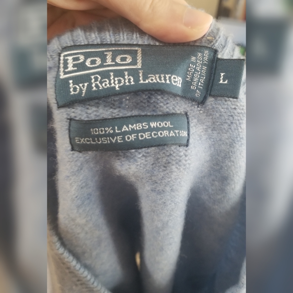 Ralph Lauren L baby blue wool V-Neck sweater